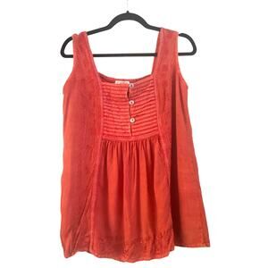 Metropolitan Red/Corral Sleeveless Square Neckline Boho Tank